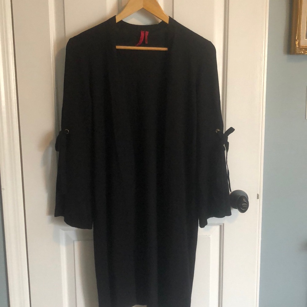 Long cardigan with bow sleeve detail